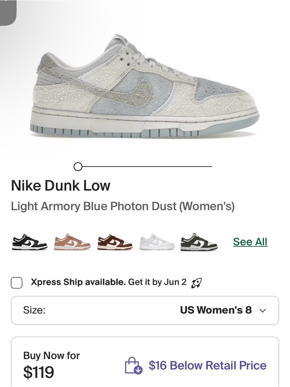 Nike Dunk Low Women's - Light Armory Blue & Photon Dust